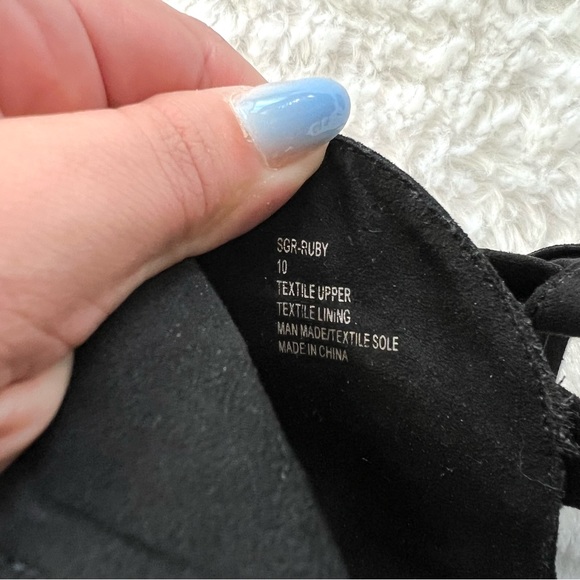 Rampage Promise Block Heel Peep Toe Ankle Bootie Side Bow Black Velvet - Picture 7 of 7